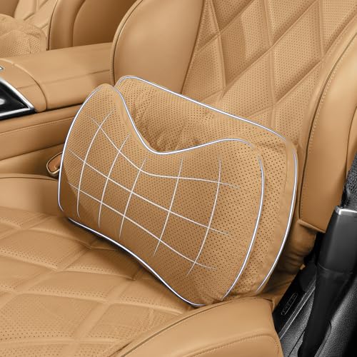 Lumbar Support Pillow for Car, Lower Back Pain Relief, Lumbar Support Pillow for Office Chair Back Support Lumbar Pillow for Car, Gaming, Office Chair (Light Brown) - color: Light-coffee