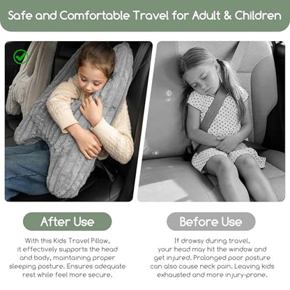 HIGOGOGO Washable Travel Pillow, Car Pillow for Kids & Adults, Upgraded Travel Pillows with Removable Soft Cover and High-Support Foam, Fix Neck and Body Sitting/Sleeping on The Trip, Dark Grey - color: A-dark Grey