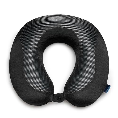 Brookstone Cool Touch Memory Foam Head and Neck Travel Pillow for Vacations, Airplanes, Trains, Buses, and Cars, Black - color: Black