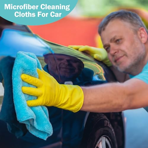 Tallew 15 Pcs Car Microfiber Towels Buffing Drying Wash Cleaning Cloths Plush Large Towels Thick Care Polishing Detailing Waxing Scratch Proof Towel, 15.75 x 15.75 Inch (Light Blue) - color: Multicolor