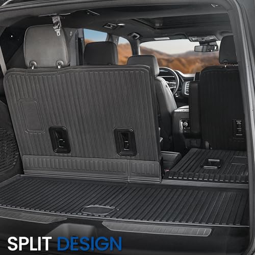 Floor Mats Set for 2021-2025 2026 Chevrolet Chevy Tahoe/GMC Yukon 7 Seat Bucket Seat Accessories(Not for Yukon XL), All Weather TPE Cargo Mat Liner Backrest Mat Door Sill Protectors - style: Floor Mats Set