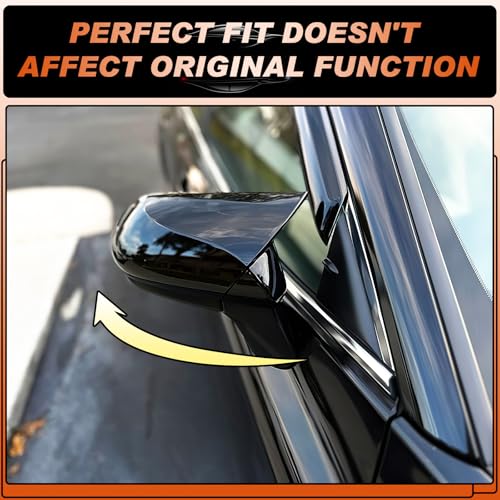 Glossy Black Mirror Covers Fit for Toyota Camry 2018-2025 – Ox Horn Design, Driver & Passenger Side Rearview Cap Replacement (1 Pair) - size: Fit for Camry 2018-2025-Ox Horn-Glossy Black