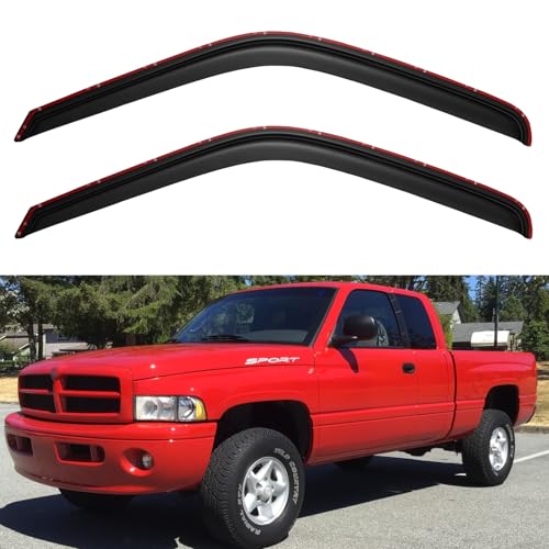 in-Channel Window Visors Rain Guards for 1994-2001 Dodge Ram 1500, Window Wind Deflectors Vent Shades for 94-02 Ram 2500 3500 - size: 1994-2001 ram 1500-regular cab