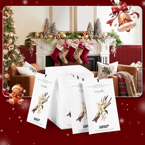 MYARO 12 Packs Vanilla Scented Sachets for Drawer and Closet, Long-Lasting Closet Sachet Bags Drawer Deodorizers Fresh Scents, Home Fragrance for Lover - color: Vanilla