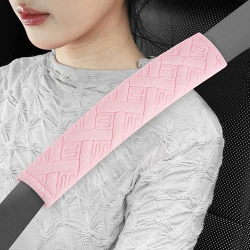 JUSTTOP 2-Pack Universal Car Shoulder Strap Pads Cover for A More Comfortable Driving, Shoulder Strap Covers Harness Pad for Car Interior Accessories(Pale Pink) - color: Pale Pink