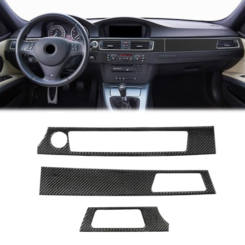 3PCS Real Carbon Fiber Dashboard Panel Trim Compatible with BMW 3 Series E90 E92 E93 2006-2013, Interior Decor Sticker Accessories for 325i, 328i, 330i, 335i - color: Style 2