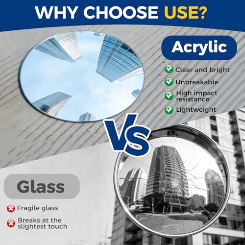 acrylic convex mirror 180° adjustable wide-angle indoor security mirror suitable for monitoring blind spots in parking lots Garage warehouses offices and traffic safety management (11.7in)