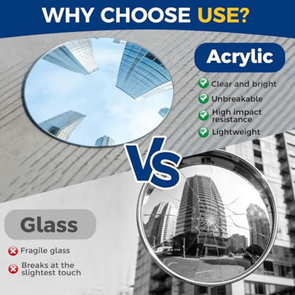 acrylic convex mirror 180° adjustable wide-angle indoor security mirror suitable for monitoring blind spots in parking lots Garage warehouses offices and traffic safety management (11.7in)