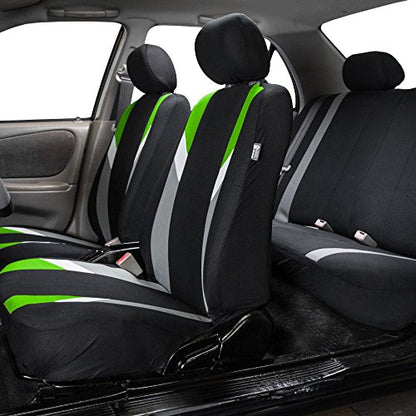 FH Group Premium Modernistic Flat Cloth Car Seat Covers – Universal Fit, Washable Seat Covers for SUV Sedan Van, Green, Full Set - color: Green, size: Full Set