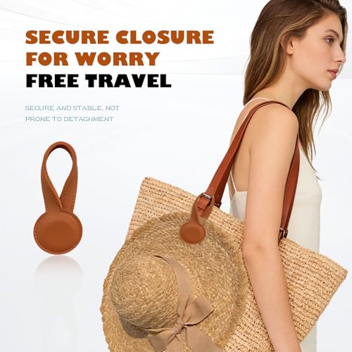 Travel Clip for Bags, Strong Leather Holder with Secure Closure, Lightweight Hook for Purses, Backpacks, Tote Bags, Luggage, Beach Accessories, and Vacation Essentials (1-Pack) Brown - color: Brown