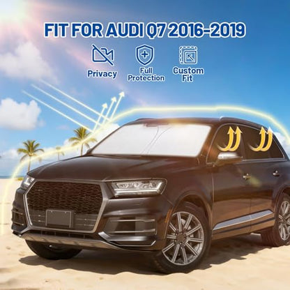 Car Window Shades Intended for Audi Q7 2016-2019, Privacy Window Covers 8PCS for Side, Rear & Windshield, Car Shield Sunshade for Privacy Protection, Heat Blocking, Camping and Parking - size: for Audi Q7 2016-2019