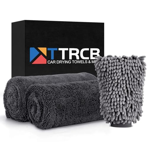 TTRCB 2 Pack 1300 GSM Car Drying Towels (36" x 24"), Microfiber Towels for Cars, Ultra-Absorbent, Streak Free, Car Wash Mitt, Car Detailing Supplies, Car Wash Kit, Car Cleaning Supplies Kit for SUV,RV - size: 36" x 24"