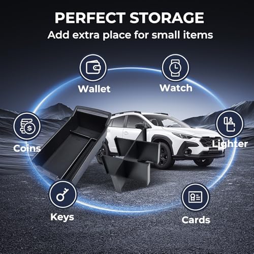 2PCS Center Console Organizer & Armrest Divider Set for Subaru Crosstrek/Impreza 2026 2025 2024, Custom Fit Dual-Layer Durable ABS Plastic Storage Box Insert Tray Interior Accessories, Black - style: 4) Fit for 2024-2026 Crosstrek/Impreza,A