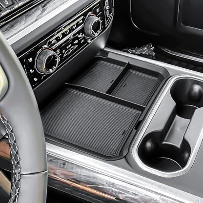 EDBETOS Front Center Console Organizer Tray for 2024 2025 2026 Chevy Silverado 2500HD/3500HD Console Compartment Cover Insert Hidden Organizer (Full Console w/Bucket Seats Only ! Not for Sierra!)