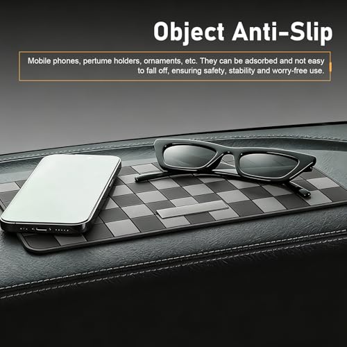Car Dashboard Non Slip Mat, Heat-Resistant PVC Grid Dash Pad, Multifunction Car Anti Slip Mat, Universal Sticky Storage Pad for Phones Keys Glass Coins (Gray) - color: Gray