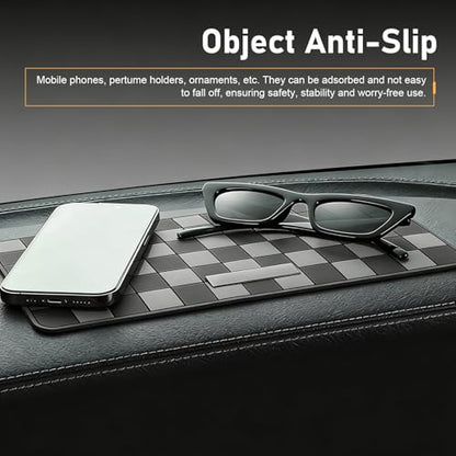 Car Dashboard Non Slip Mat, Heat-Resistant PVC Grid Dash Pad, Multifunction Car Anti Slip Mat, Universal Sticky Storage Pad for Phones Keys Glass Coins (Gray) - color: Gray