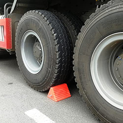 ROBLOCK 2 Pack Wheel Chocks Heavy Duty Orange with Eyebolt for Travel Trailer, 10" Length x 8" Width x 5.7" Height - color: Orange(2 Packs)