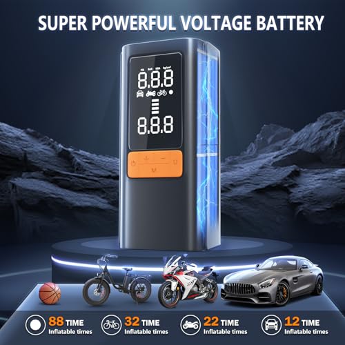 Tire Inflator Portable Air Compressor, 150 PSI Air Pump for Car Tires, Bike Tire Pump with Digital Pressure Gauge, LED Light & Auto Shut-Off – Portable Tire Inflator for Car, Motorcycle, Bike, Balls