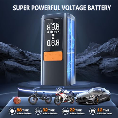 Tire Inflator Portable Air Compressor, 150 PSI Air Pump for Car Tires, Bike Tire Pump with Digital Pressure Gauge, LED Light & Auto Shut-Off – Portable Tire Inflator for Car, Motorcycle, Bike, Balls
