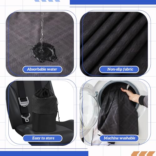 Hahafelt 2 Pack Car Seat Towel Covers with Storage Bag, 63 x 32 Inch Universal Non Slip Waterproof Sweat Protector for Car Truck, Gym Swimming Running, Machine Washable (Black Plaid) - style: Black Plaid
