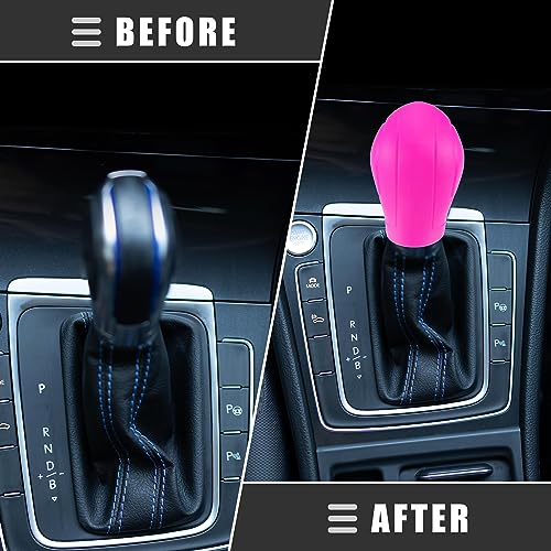 Motoforti Universal Car Gear Shift Cover Comfortable Handbrake Shifter Cover, Anti-Slip, Silicone, Rose Red, 2 Pcs - color: Rose Red