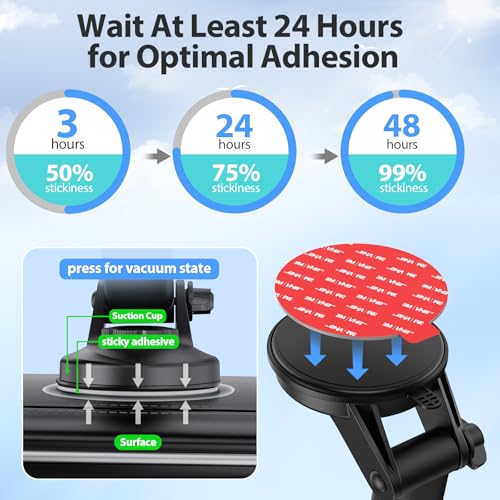 pop-tech 90mm(3.54") 4pcs 3M Sticky Pads Replacement for Car Phone Mount Windshield Dashboard,3M VHB Heat Resistance Circle Double Sided Heavy Duty Mounting Tape Adhesive for Suction Cup Phone Holder