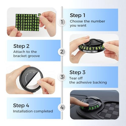 Mobile Phone Bracket Anti-Slip Mat, Multifunction Car Dashboard Mat with Temporary Parking Number, Rotatable Universal Non-Slip Car Dashboard Mat with Phone Holder for Sunglasses and Keys Gadget (E) - color: E