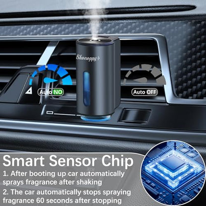 Car Air Freshener Diffuser,Smart Car Aroma Diffuser Air Freshener Spray Automatic with 10PCS Cologne Aromatherapy Oil (Grey) - color: Grey