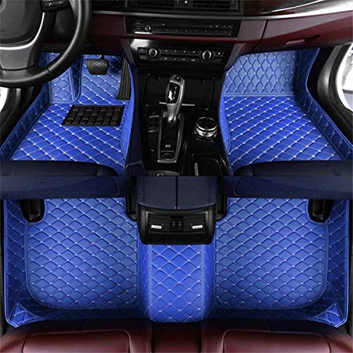 Custom Personalized Car Floor Mats - Luxury Full Coverage All Weather Cars Mats, Anti-Slip Leather Car Mat Set, Custom Floor Mats Fit for 99% of Cars, SUVs & Trucks (Blue, A-Diamond) - color: Blue Mat Beige Line, size: A-Diamond