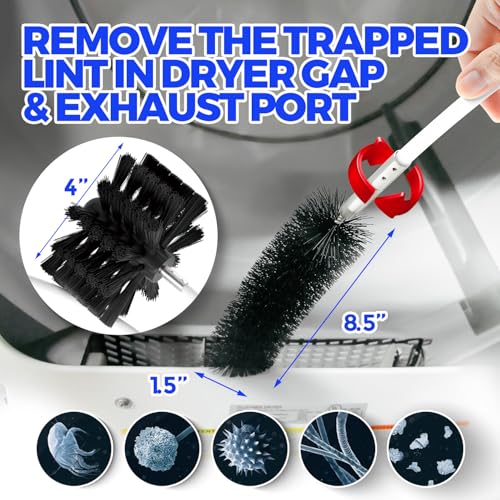 Holikme 16 Feet Dryer Vent Cleaner Kit, Lint Remover,Fireplace Chimney Brushes, Extends Up to 16 Feet, Synthetic Brush Head, Use with or Without a Power Drill