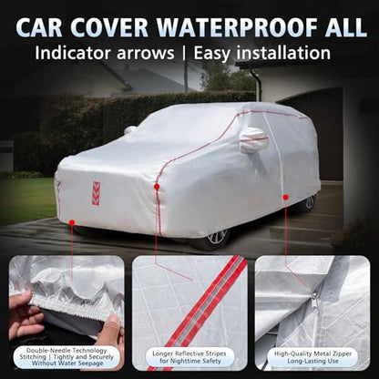 SUV Car Cover, 360° Underbody Wrap Design, All-Weather Waterproof Car Cover, Suitable for SUV Vehicle Body Length 182 to190 in - size: 1（SUV-A5）