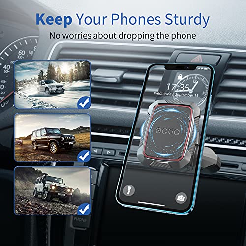 OQTIQ Magnetic CD Phone Car Mount for Car CD Player, Built-in 6 Strong Magnets, Compatible with iPhone 17 16 15 14 13 12 Series,Samsung Galaxy, LG, and More, Secure Mounting with Anti-Slip Pads - color: Black-Red