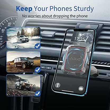 OQTIQ Magnetic CD Phone Car Mount for Car CD Player, Built-in 6 Strong Magnets, Compatible with iPhone 17 16 15 14 13 12 Series,Samsung Galaxy, LG, and More, Secure Mounting with Anti-Slip Pads - color: Black-Red