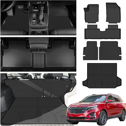 Floor Mats &Trunk Mat for 2018-2024 Chevrolet Equinox/GMC Terrain with Backrest Mat All Weather TPE Rubber Cargo Liner Back Seat Protector for 2024 Chevy Equinox Accessories - size: for 2018-2024 Chevrolet Equinox All Mats