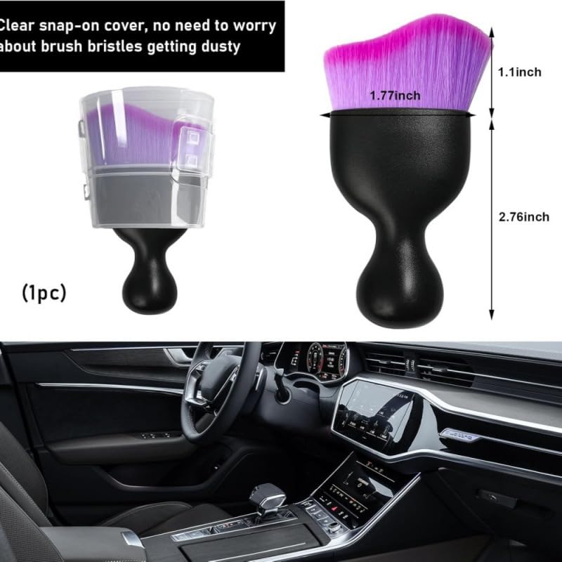 Car Interior Detailing Brush, Soft Bristle Cleaning Brush Car Detailing Brushs for Automotive Dashboard, Air Conditioner Vents,Scratch Free(Black Purple) - color: Black Purple