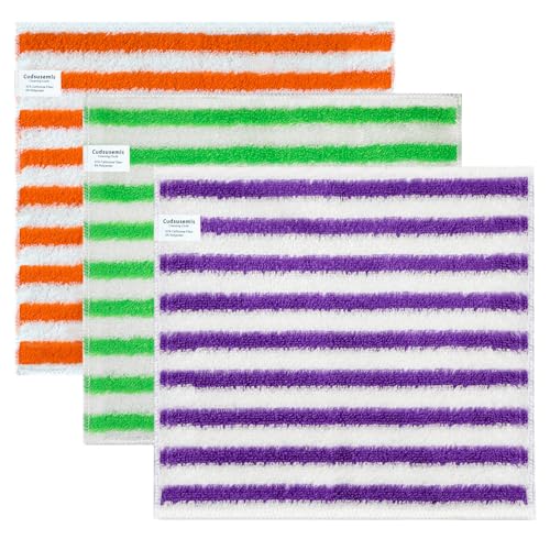 3 Pack Cellulose Fiber Cleaning Cloth, Highly Absorbent Kitchen Cleaning Rags for Kitchen, Car, Window, Housekeeping, Household Dusting, No Odor and No Scratch Reusable, 11.8"X10.6" - color: Purple/Green/Orange