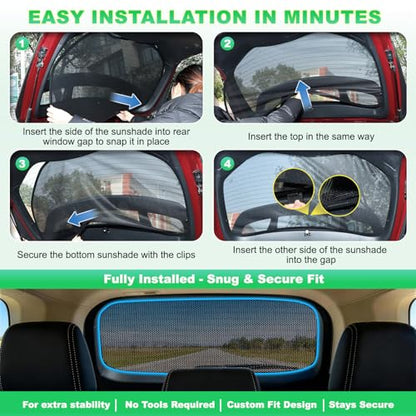 Rear Window Sun Shade for 2019-2024 RAV4, Custom Fit Back Windshield Shade, Breathable Mesh UV Protection Heat Reduction for Baby & Passengers, Clear Rear View, Easy Clip-On Install - size: RAV4(2019-2024)-Rear Windshield