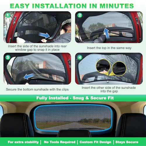 Rear Window Sun Shade for 2019-2024 RAV4, Custom Fit Back Windshield Shade, Breathable Mesh UV Protection Heat Reduction for Baby & Passengers, Clear Rear View, Easy Clip-On Install - size: RAV4(2019-2024)-Rear Windshield