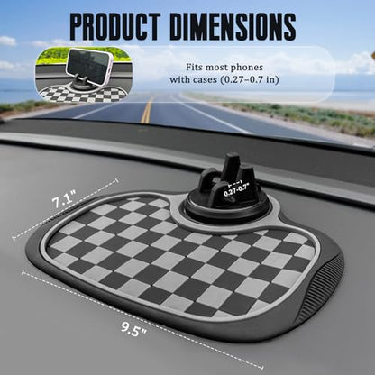 (2026 New Upgrade) 2-Pack Car Anti-Slip Mats,Multifunction Car Anti-Slip Mat with Improved 360°Rotating Phone Holder,Anti-Slip Mat for Car Dashboard,Car Dashboard Organizer for Phones,Sunglasses,Keys