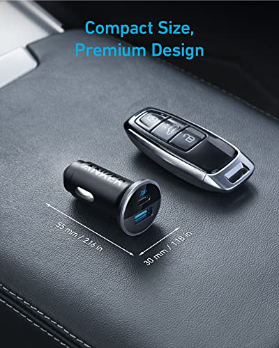 Anker 323 USB-C Car Charger Adapter, 52.5W Cigarette Lighter Charger with 30W PowerIQ 3.0 Fast Charging for iPhone 17/16/15/14/13/12 Series, Galaxy S25/24, Pixel (Car Charger + USB-C Cable)