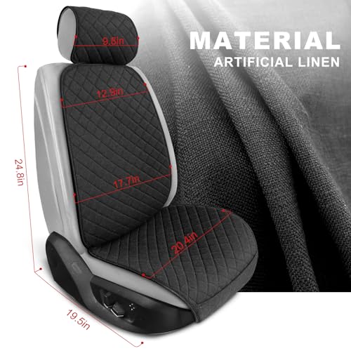 BOPUOVRE Linen Car Seat Covers Front Seat Covers Breathable Cloth Fabric Car Seat Protector - Universal Fit for Cars, Vans, SUVs, Trucks - 2 Units - Black - color: Black