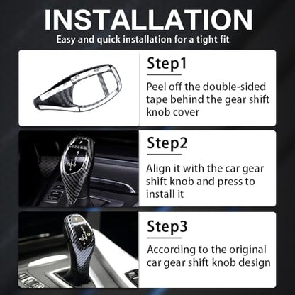 Car Gear Shift Knob Cover Carbon Fiber Grain Accessories for BMW F06 F07 F10 F20 F22 F30 F32 F34 X3 X4 X5 X6 Interior Trim Protector 1 2 3 4 5 Series GT(2010-2019) - size: BMW-1PCS