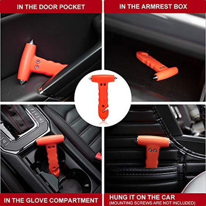 MOTORBUDDY Car Safety Hammer 2-Pack, Auto Emergency Escape Hammer with Window Breaker and Seat Belt Cutter, Striking Red Emergency Escape Tool for Car Accidents - color: Light Red