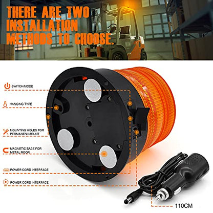 AnTom 2PCS Magnetic Wireless Strobe Lights, Rechargeable Emergency Flashing Warning Battery Operated Beacon Light for Vehicle, forklifts,Tractors,Golf carts,UTVs,Cars,Buses - color: Amber 2PCS
