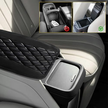 Car Center Console Cushion Pad, 12.6"×7.5" Waterproof Leather Armrest Seat Box Cover Protector, Soft Comfortable Anti-Scratch Arm Rest Console Pad for Most Cars Trucks SUVs (Black) - color: Black