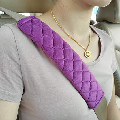 4 Pack Universal Car Seat Belt Pads, Adult Seat Belt Shoulder Strap Covers Harness Pad for Car/Bag,Soft Comfort Helps Protect You Neck Shoulder from The Seat Belt Rubbing (4pack-Purple) - color: purple