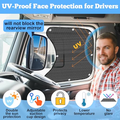 2PCS Side Window Sunshades for Semi-Truck,23.6x21.6inch Car Side Window Shade RV Semi Truck Accessories