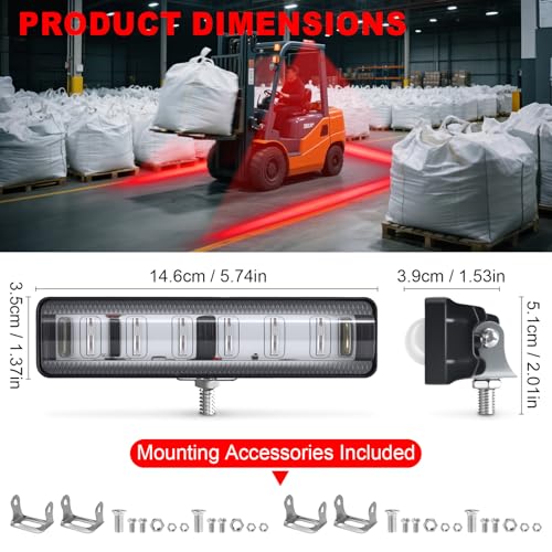 LED Forklift Safety Light Red for AGV Automated Guided Vehicle, Forklift Truck, Industrial Lift, Warehouse Safety, IP67 Waterproof, Aluminum Housing (4PCS) - size: 4PCS