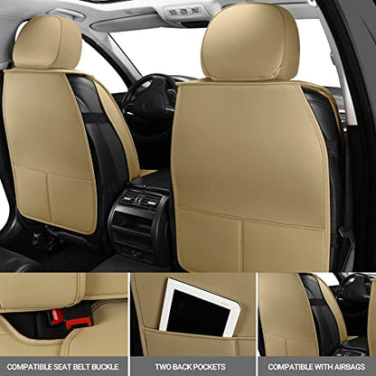 AOOG Leather Car Seat Covers Universal fit Most Sedans SUV Trucks (Front Seat, Beige) - color: BEIGE, size: FRONT PAIR