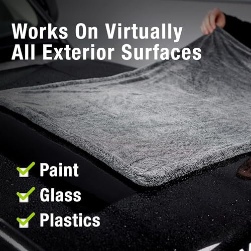 ExoForma Mega Car Drying Towel - Holds Up to 9 lbs, No Streaks, Scratches, or Water Spots | 1200 GSM Microfiber Double Twist Pile & Edgeless Design, 1 Quick & Effortless Dry, 2 Pack - 24” x 36” - size: Pack of 2